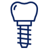Dental implant illustration in blue.